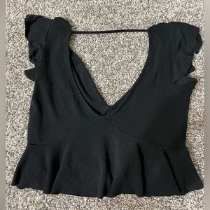 Black Backless Crop Top